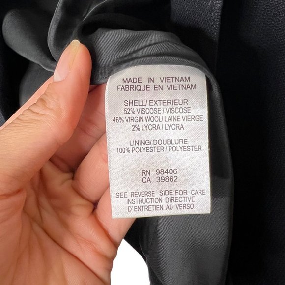 Theory Lanao Ferrano Virgin Wool Charcoal Black Blazer Size 4 - Picture 4 of 5